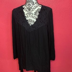 Vanity blouse lace up lace cut out